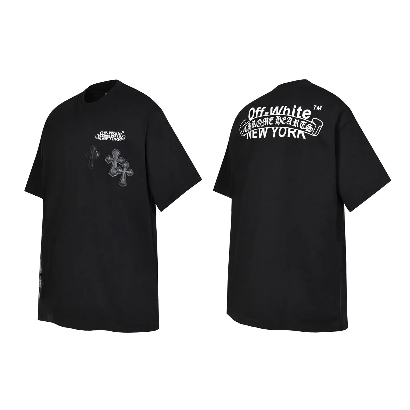 P150 Cross-border model, please do not place an order if you are pursuing quality - Chrome Hearts/Chrome Hearts joint Off white cross-leather short-sleeved T-shirt - High weight, high density, high quality, soft, delicate and skin-friendly wool, soft and silky to the touch, excellent warmth and skin-friendly properties - Custom-woven and custom-dyed, no color difference, no matter the fabric or workmanship details, beat the ordinary version on the market -Colour: black white -Size: S M L XL